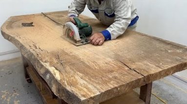 Amazing Woodworking Project From Recycled Wood - Build A Beautiful Table Monolithic From Waste Wood