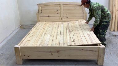 Build A Beautiful Bed With Unique And Strange Design Have Hidden Drawers - Woodworking Projects