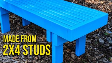 This springtime garden bench is easy to make with basic power tools