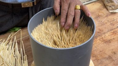 Unique Creative Idea From 1000 Bamboo Toothpicks - Amazing Work Created On Lathe